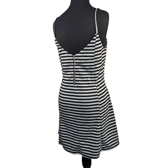 Olive and Oak Womens Size Small Black and Gray Striped Sleeveless Mini Dress - Picture 7 of 9